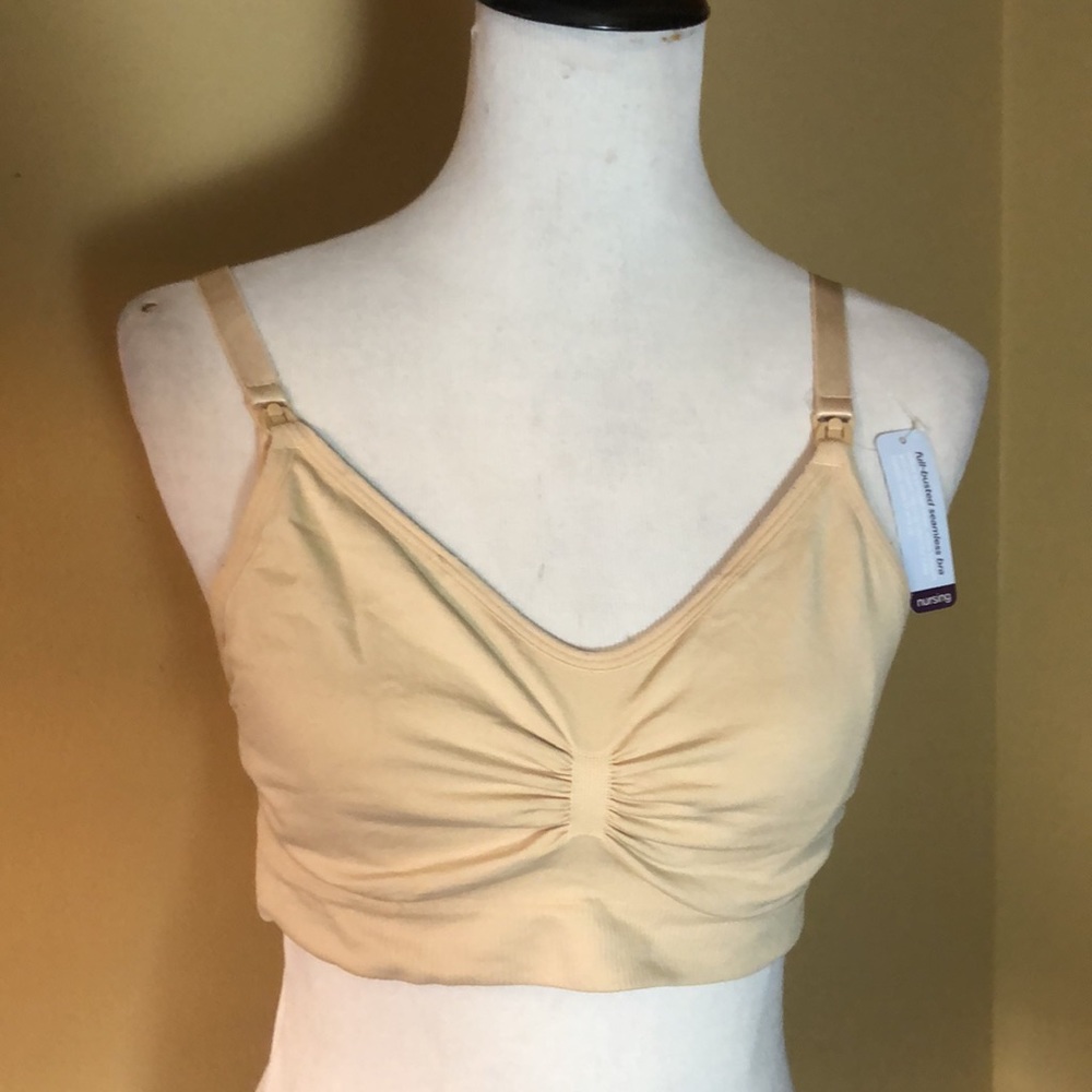 MOTHERHOOD MATERNITY Size XL Nursing Full Breasted Seamless Bra Beige $38 NEW